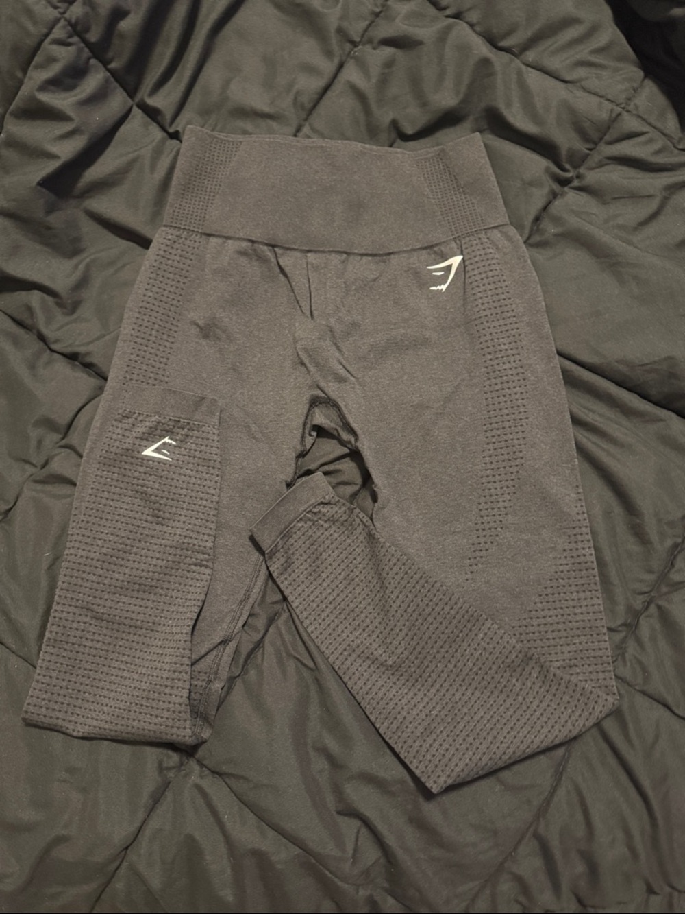Gymshark Black Seamless High-Rise Leggings with Side Texture